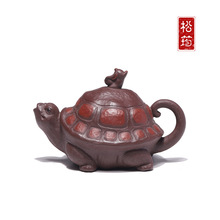 名家原矿老紫泥全手工灵兔献寿160ML宜兴紫砂壶中式功夫茶壶茶具