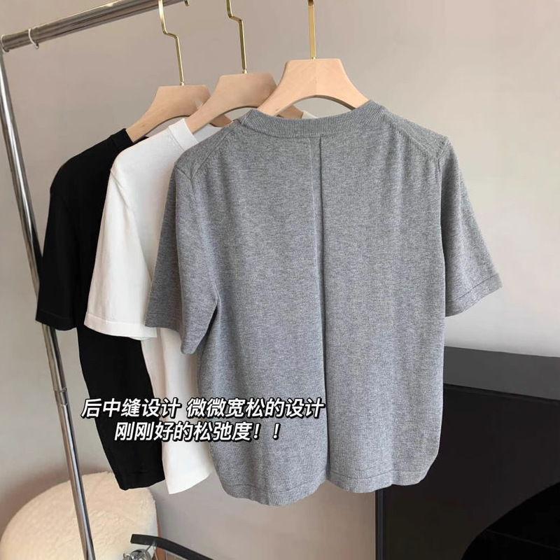 And Jane Lao Qian Feng ~ R * W pole-level women's sweater loose slim Joker cotton short sleeve T-shirt G022014