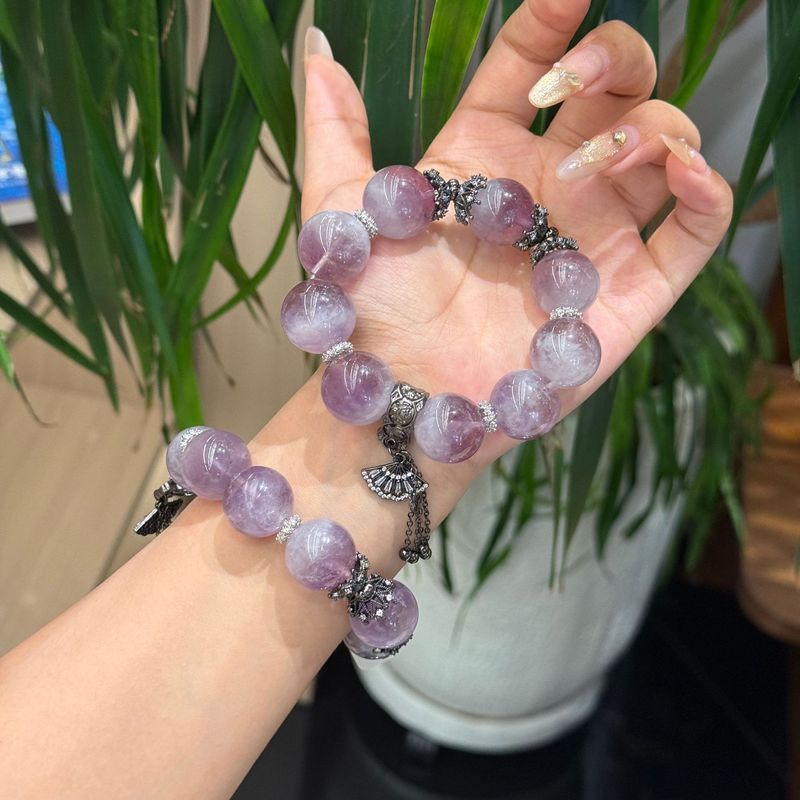 天然紫水晶手链大颗粒紫兔毛扇子流苏手串女设计高级感闺蜜礼物|undefined