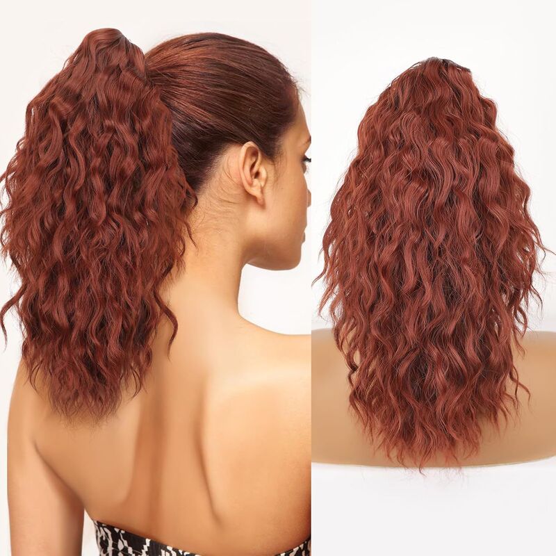 Xuchang ウィッグ Yuanyang 18inch ポニーテールウィッグ女性用ウールカーリーロングカーリーヘアコーンパーマウォーターリップルポニーテールウィッグ女性用|undefined