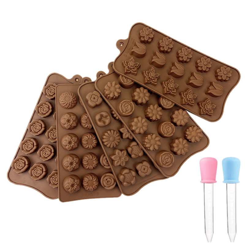 Molde de silicona de grado alimenticio para chocolate, molde DIY para dulces de tulipán, barra energética, molde de chocolate Dubai