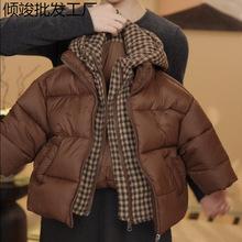 女童2025冬季新款童装假两件加厚棉衣儿童冬外套保暖棉服棉袄防风