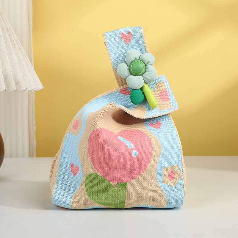 Ins influencer handbag for women, knitted bag, woolen bucket bag, blue handbag, cute cartoon vest bag, perfect as a gift Ins influencer handbag for women, knitted bag, woolen bucket bag, blue handbag, cute cartoon vest bag, perfect as a gift