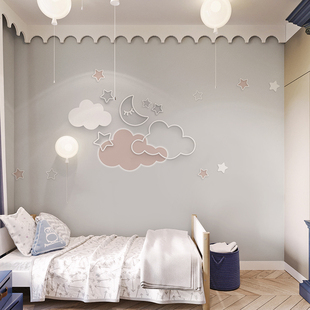 Scandinavian Cloud Wallpaper Kidsren's Room Wall Covering Girl's Bedroom Seamless Wallpaper Cartoon Environmentally Friendly Wall Covering Kindergarten Wall Covering