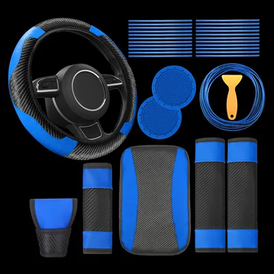 Cross-border hot-selling car steering wheel Steering wheel cover - blue-38cm