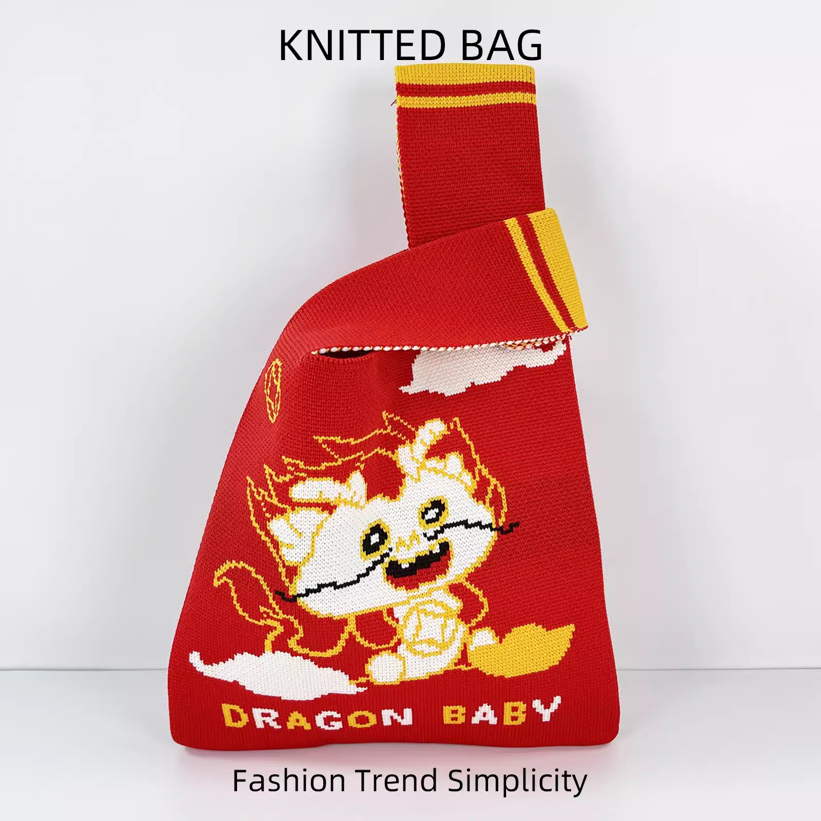 Bagos de regalo de punto de Año Nuevo del Dragón bolsas de muñeca mini bolsas de teléfono móvil versátiles bolsas de regalo de caramelo de gran capacidad bolsas tote image 7