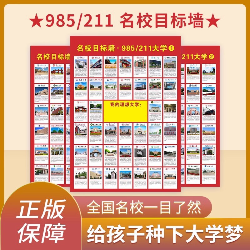 中国名門校図985 211学生大学目標図高校大学入試激励図名門校ポスター壁貼り|undefined