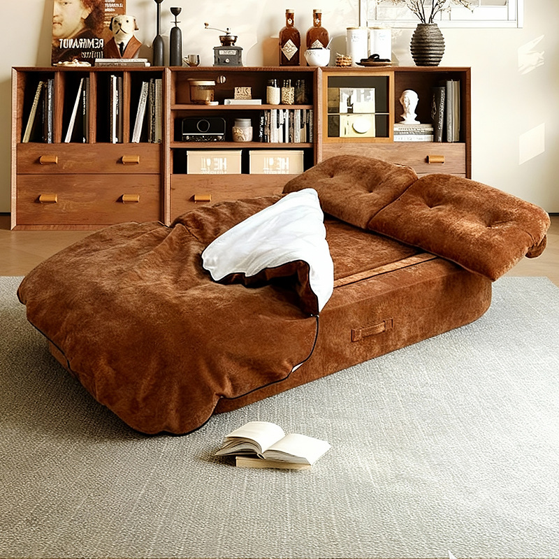 Sofá de tela de compresión al vacío estilo medieval sala de estar módulo doméstico doble triple plegable doble uso sofá cama desmontable