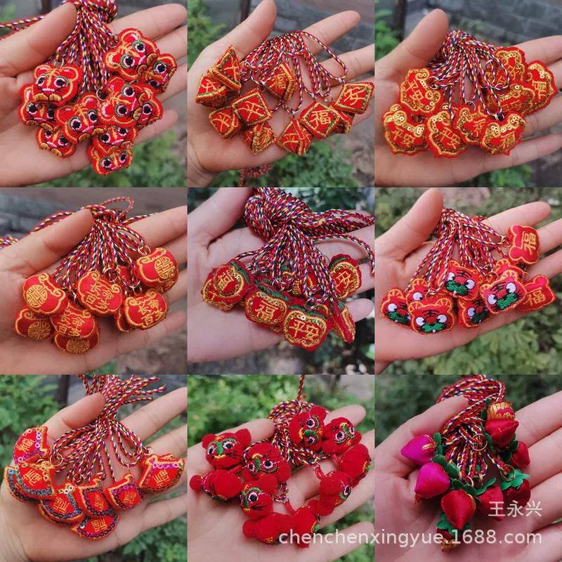 Dragon Boat Festival mini incense bag with colorful rope pendant baby children hanging neck booth small tiger head dumplings long life lock