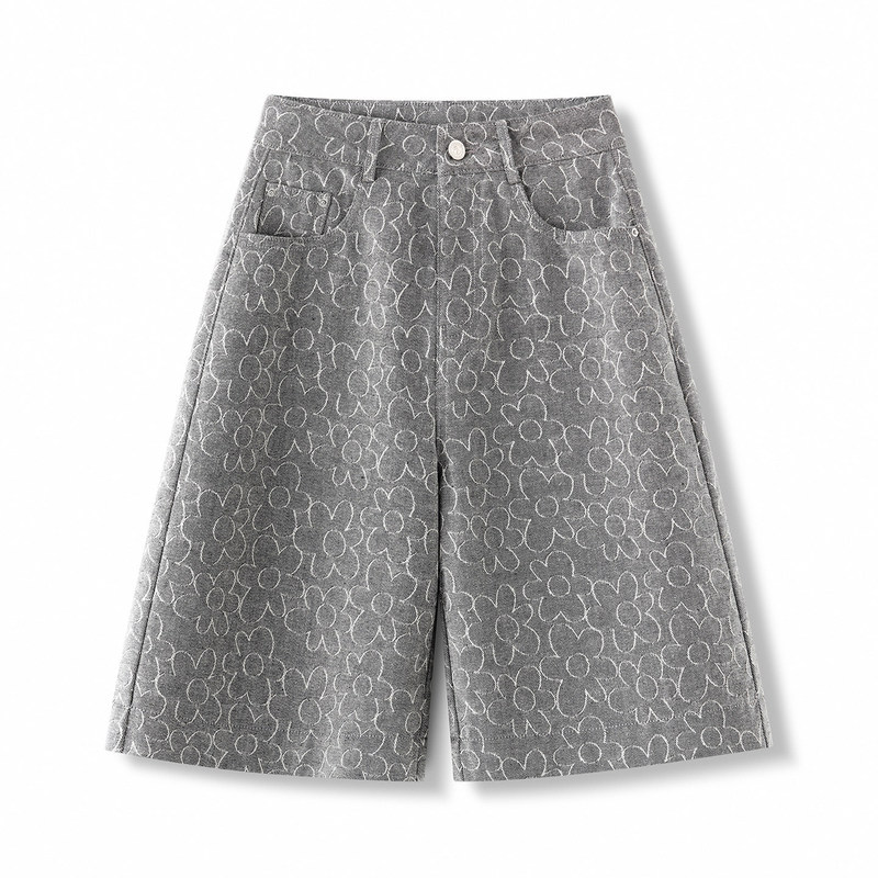Gray Straight-Leg Denim Shorts for Women, Summer Thin Style, 2026 New High-Waisted Loose Fit, Petite Wide-Leg Knee-Length Shorts Gray Straight-Leg Denim Shorts for Women, Summer Thin Style, 2026 New High-Waisted Loose Fit, Petite Wide-Leg Knee-Length Shorts