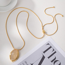 青岛饰品新款天然茶晶吊坠项链可调节毛衣链轻奢小众设计高级感女