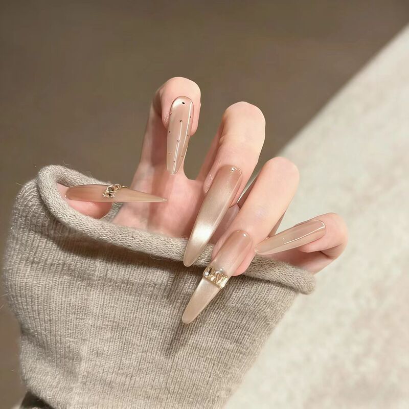 2026 Spring/Summer New French Style Press-On Nails Cat Eye Nails Wholesale Long Press-On Nails with a High-End Feel 2026 Spring/Summer New French Style Press-On Nails Cat Eye Nails Wholesale Long Press-On Nails with a High-End Feel
