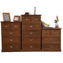 实木复古五斗柜抽屉收纳柜装饰柜简约现代卧室欧美式做旧储物柜子