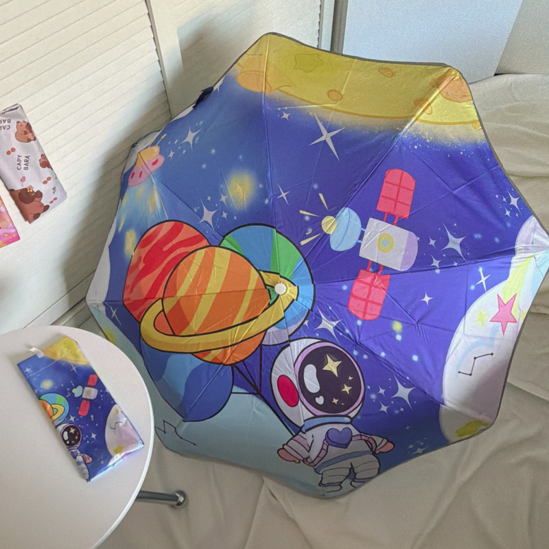 Paraguas para niños de dibujos animados automáticos se pueden plegar para estudiantes de primaria para hombres y mujeres pegamento de color protector solar paraguas de sombra solar image 7