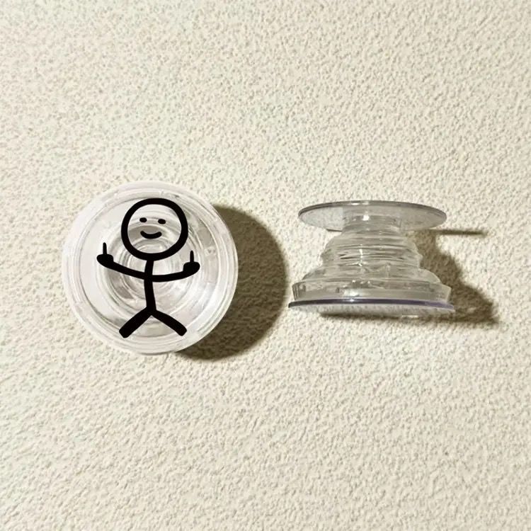 Líneas pequeñas personas redondas airbag soporte tipo pegado en la parte posterior del teléfono móvil portátil soporte retráctil 360 ° de rotación