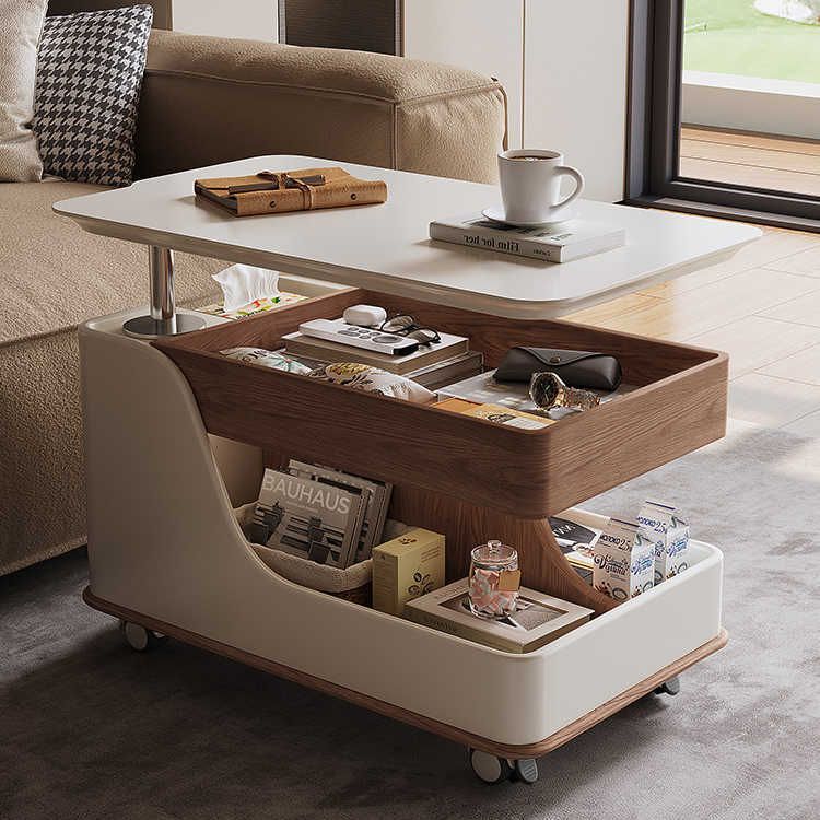 移动实木茶几多功能简约小户型现代北欧客厅沙发升降家用小推车桌