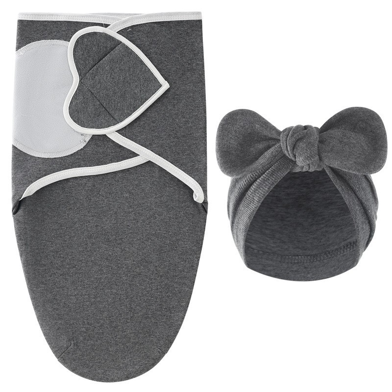 그레이 블랙 러브 스타일 스프링 실크 침낭 + 인디언 모자