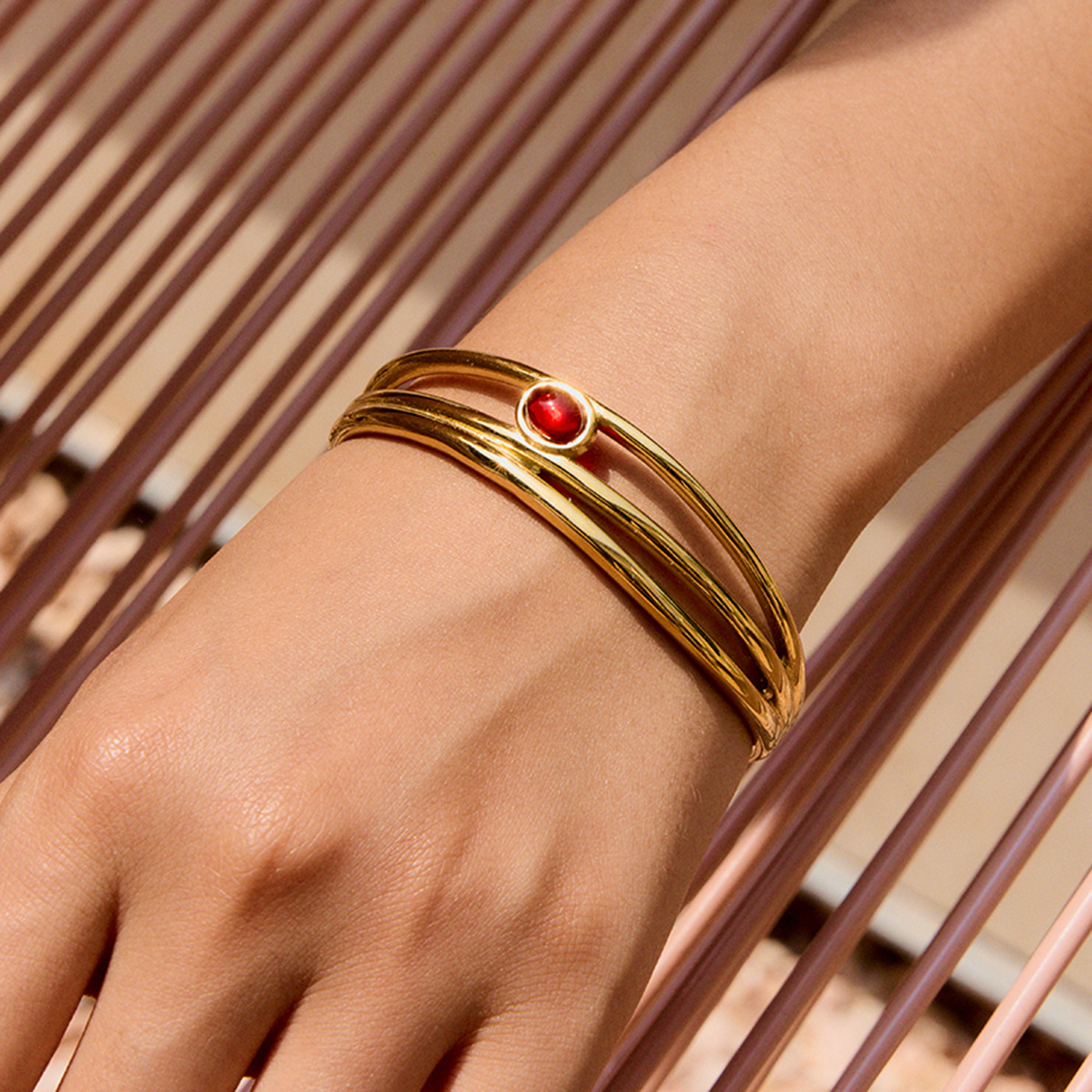 Jeding brazalete de piedra natural para mujer, sin decoloración, joyería ligera de lujo de alta gama, estilo explosivo transfronterizo, pulsera de joyería de acero inoxidable image 4