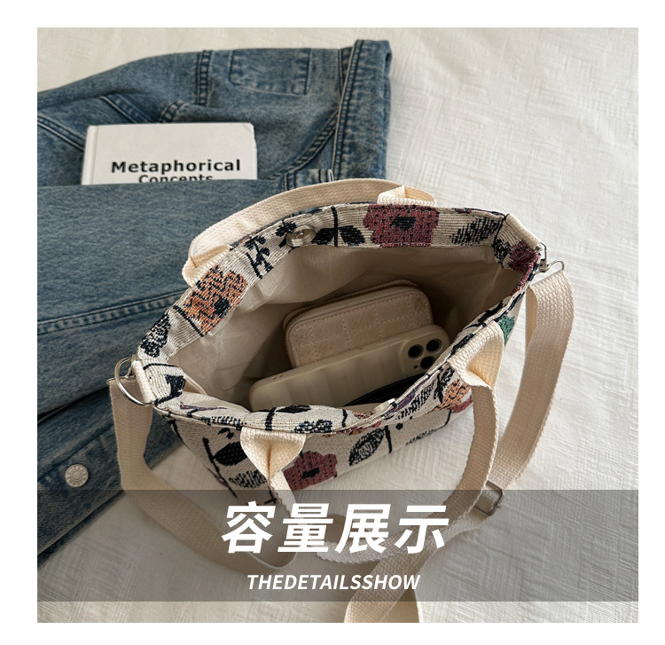 Canvas bag for women 2024 New large-capacity handbag, printed tote bag, niche design, artistic single-shoulder bag for work undefined