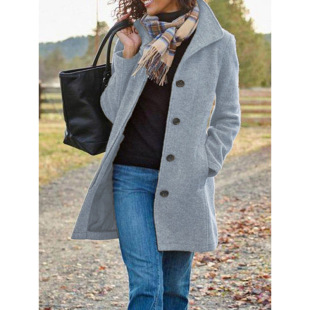 L 25889 Mid-length multi-button woolen coat ���L�����������