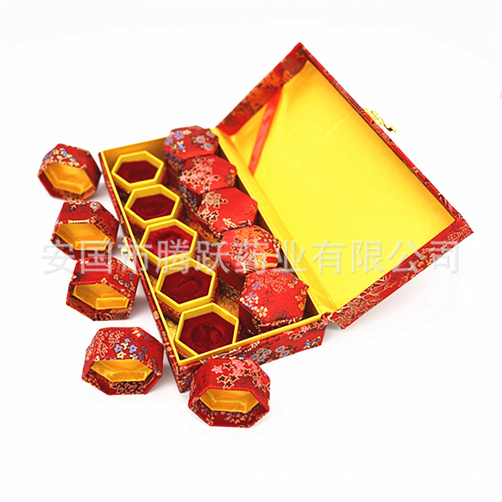 Red Brocade Gift Boxes Set of 10 Empty Packaging Boxes for Herbal Gifts and Jewelry quality and texture