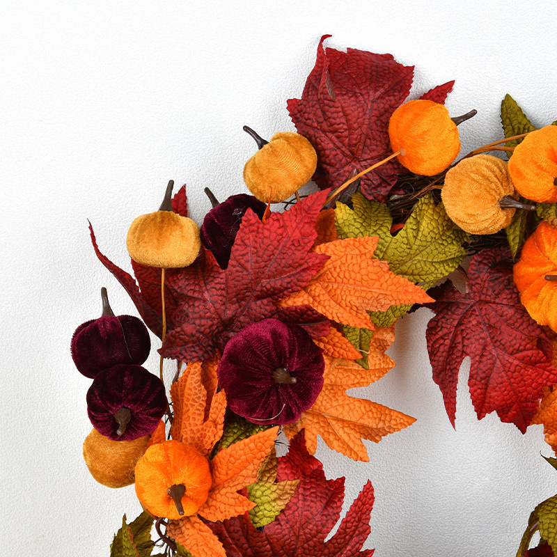 ハロウィーン装飾カボチャ花輪秋紅葉花輪藤輪壁家庭装飾豊作節掛け飾り扉掛け|undefined
