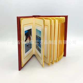 经典复古3寸掌中宝插页式内格内页皮面相册卡纸金边内页工厂定制