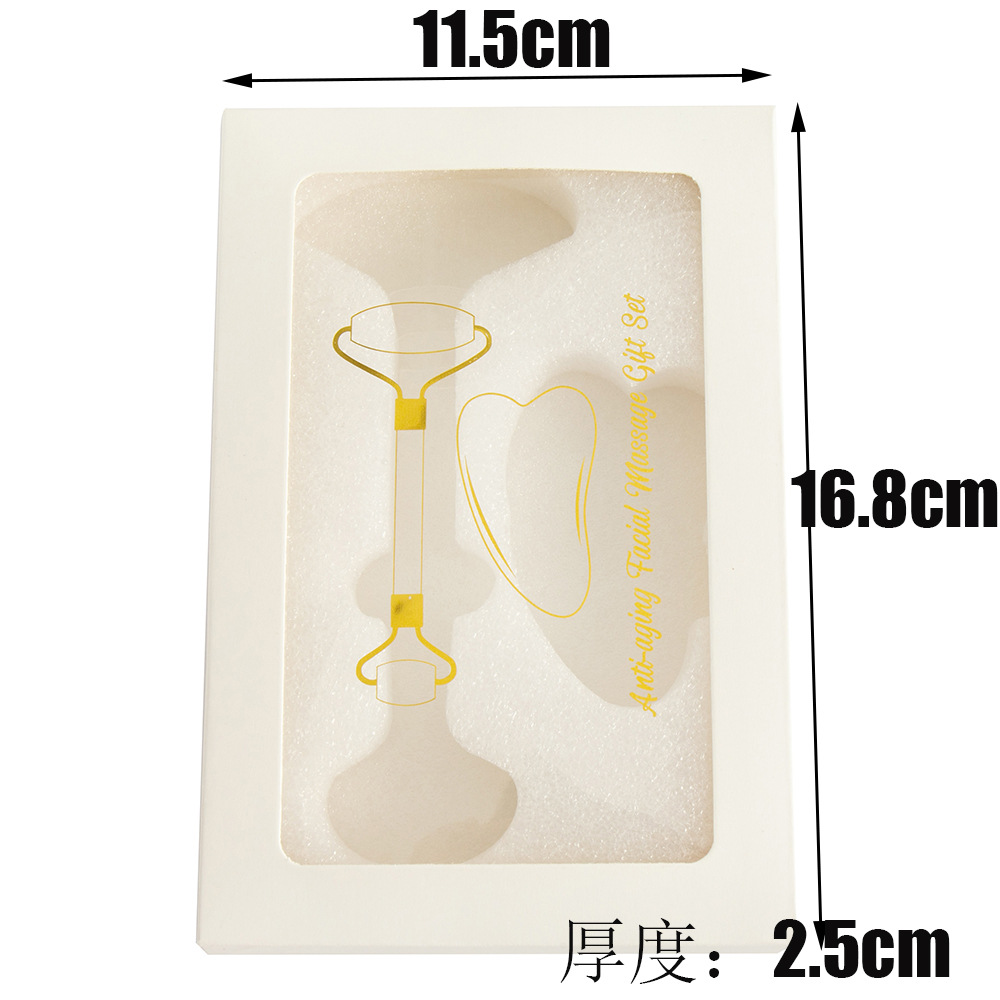 Juego de tres piezas de rodillo de jade natural y tabla de gua sha, dispositivo de belleza para masaje facial, lámina de gua sha facial, fabricante de rodillos de jade