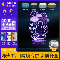 クロスボーダー限定サンリオ KT 猫カラフルなナイトライト 3D テーブルランプ LED タッチリモコンギフトランプ漫画テーブルランプ