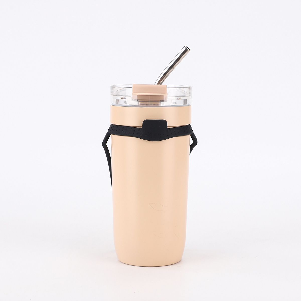 Taza de automóvil de acero inoxidable de Amazon simple taza de aislamiento térmico de doble capa de gran capacidad portátil de mano taza de agua de paja de vacío