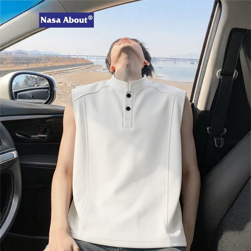 Nasa about Henry Collar Sleeveless T-Shirt for Men, Summer Outerwear, Sports Base Layer Vest, Trendy 2026 Model Tank Top
