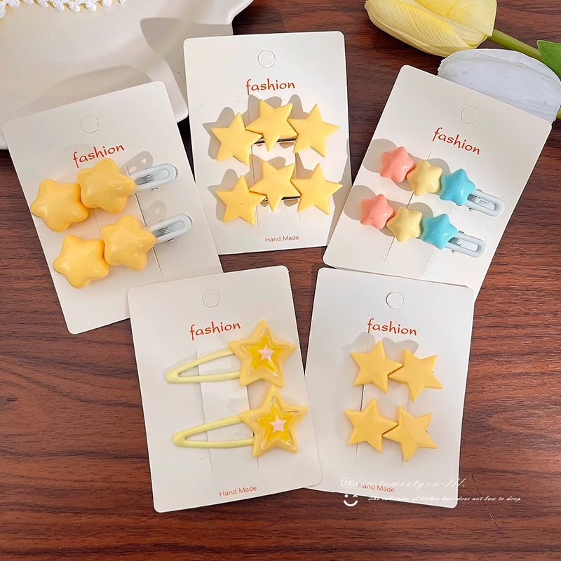 Horquilla de estrella amarilla dulce Clip de pico de pato de todo fósforo simple para mujer