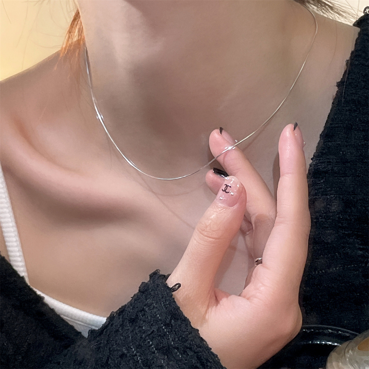 簡單ins風搭配素鏈蛇骨項鍊純銀批發925首飾品女高級感項鍊