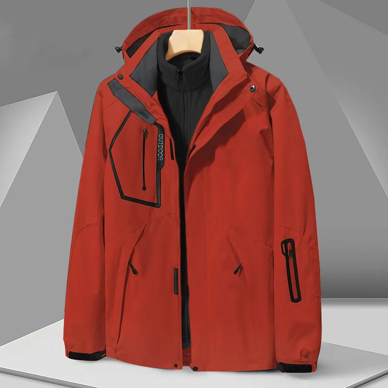Chaqueta de pareja al aire libre chaqueta de hombre tres en uno impermeable cazadora desmontable engrosada Otoño e Invierno chaqueta de alpinismo para mujer