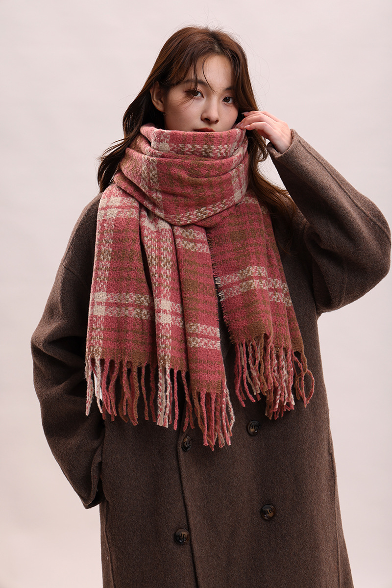 Écharpe à carreaux, célébrité féminine, sensation haut de gamme, cachemire, mode automne hiver, épaisse et chaude_voghion.com