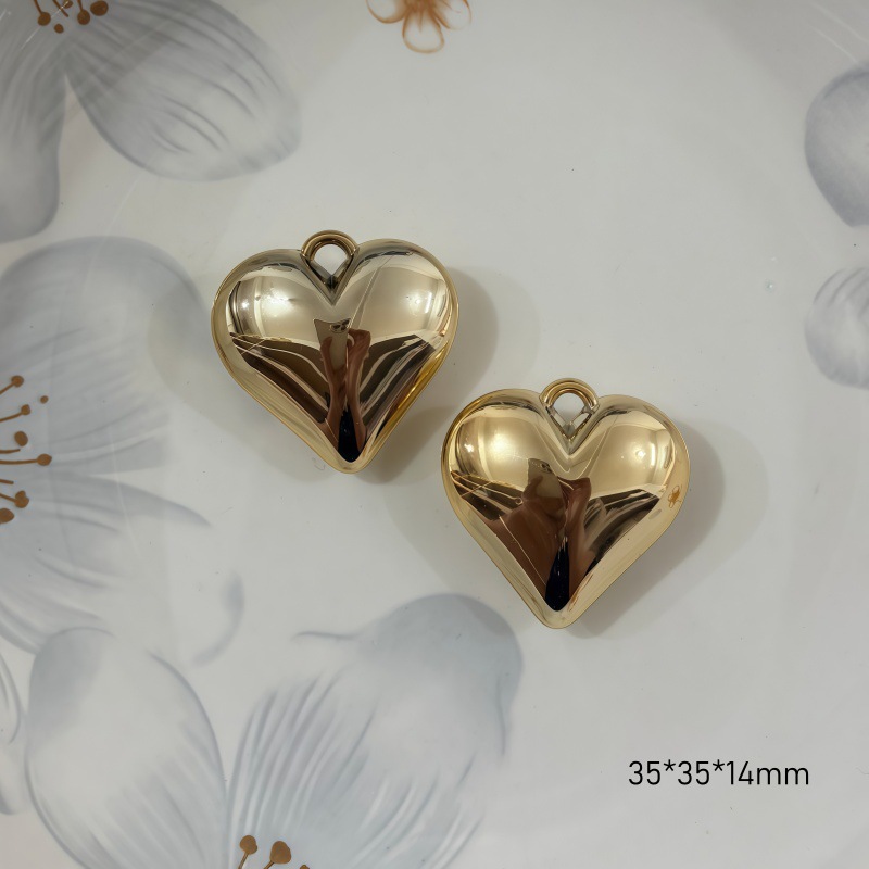 Chapado en oro y plata para proteger el color de la superficie brillante de acrílico melocotón amado colgante en forma de corazón pulsera manual collar de clavícula juguete DIY image 36