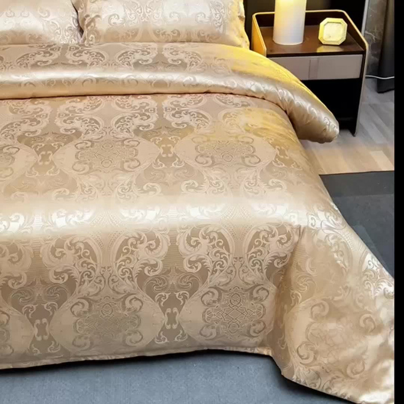 Jacquard satin europeo de alta gama set de cuatro piezas de tela gruesa sábanas de borde de cama de doble comercio exterior hotel residencial