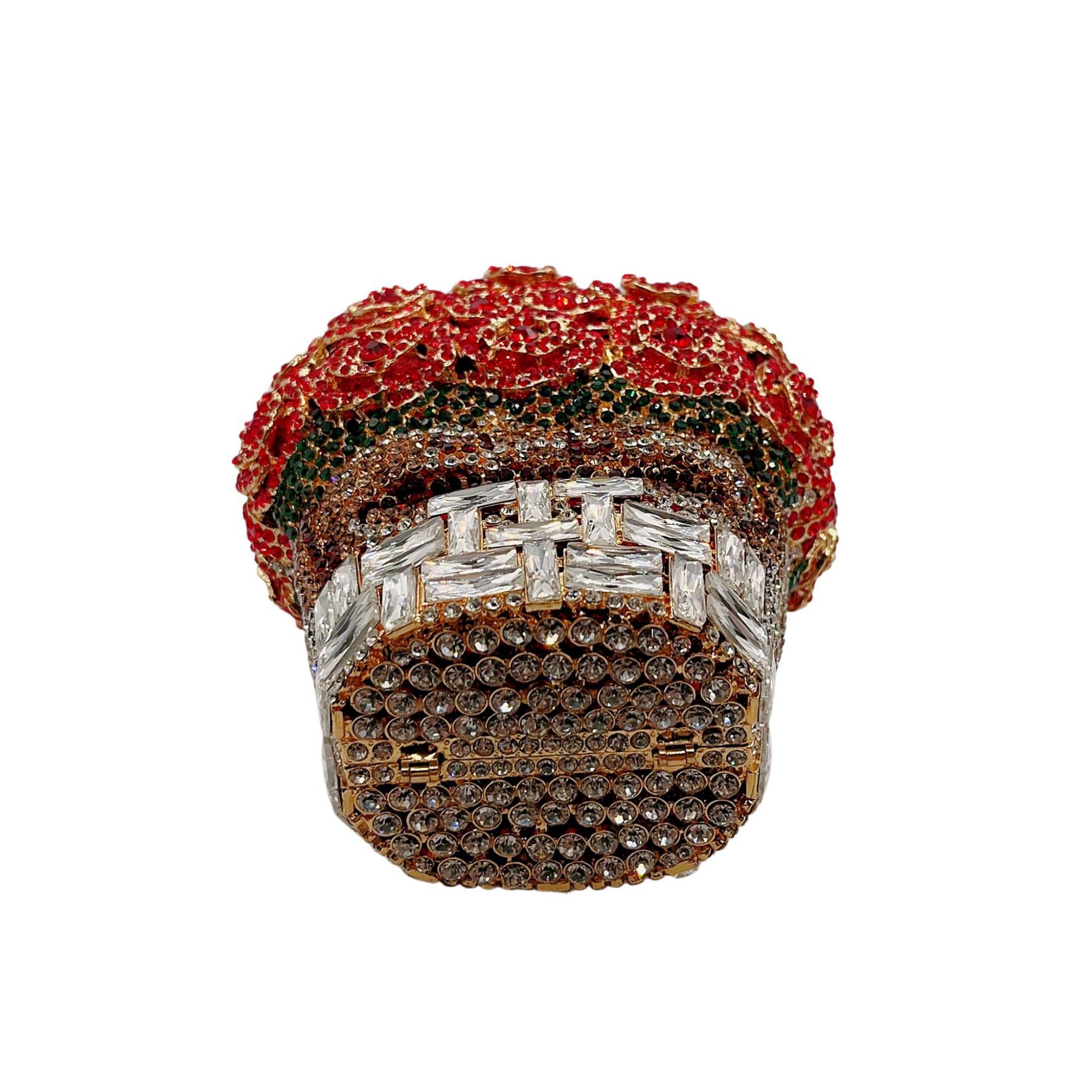 Selección estricta transfronteriza bolsa de cena de moda europea y americana bolsa de fiesta de mano con forma de canasta de flores bolsa de diamantes bolsa de banquete dura