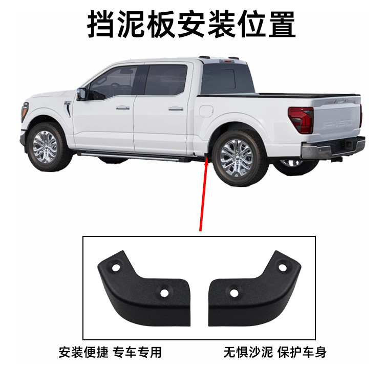 Suitable for 2021-26 Ford F150 Mud Flaps Mud Flap Delete Underbody Corner Covers