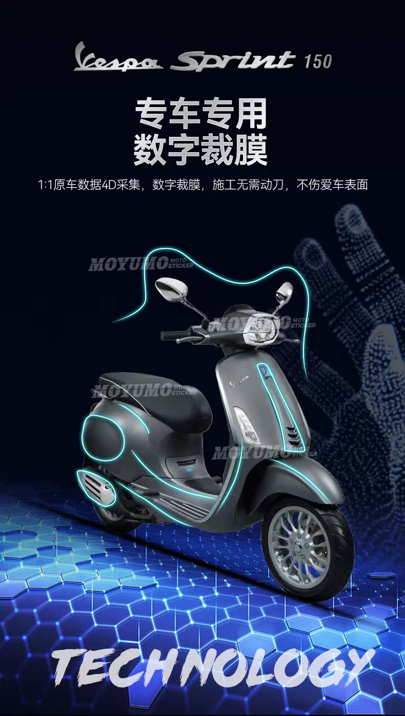 Suitable for Vespa Sprint, Sprint 150: instrument panel film, display screen film, headlight protective film, and modification accessories
