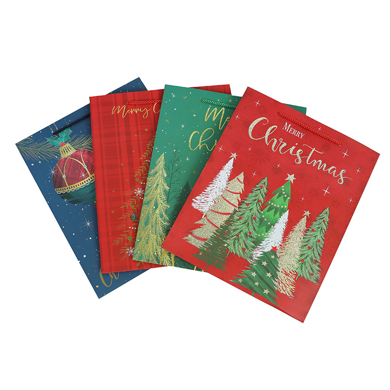 新款圣诞节日包装袋白卡印刷手提袋高档纸袋