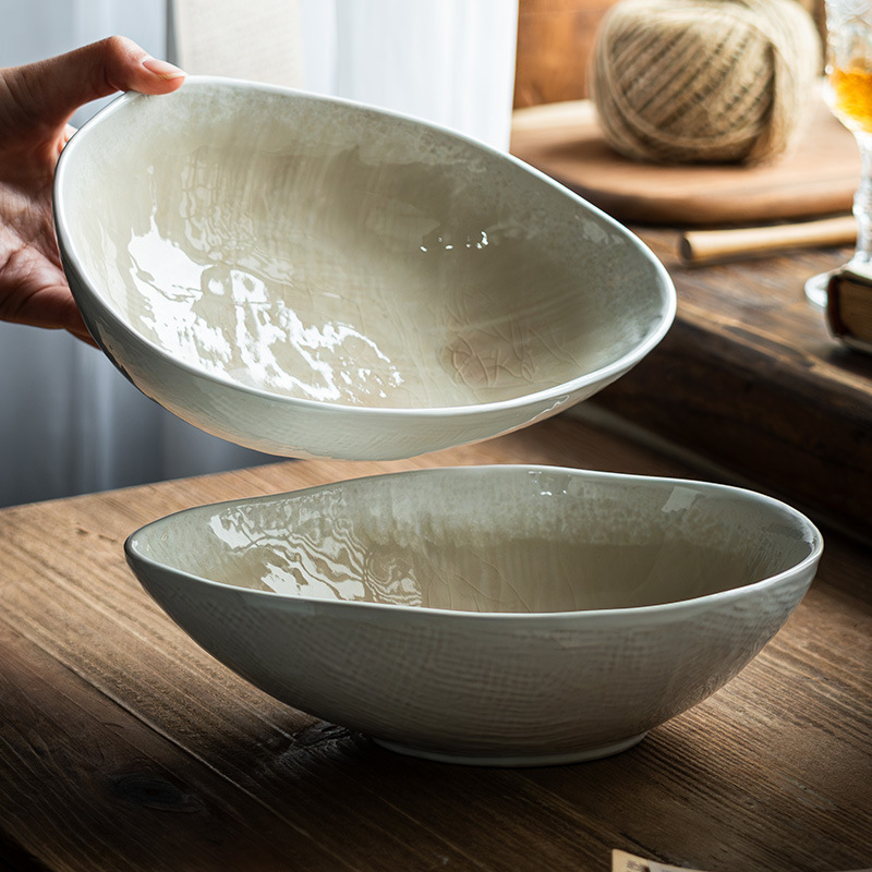 Pocos modelos ~ grieta de hielo tazón de forma especial tazón de verduras tazón de ensalada de frutas para el hogar tazón de plato frío tazón de fideos tazón de cerámica al por mayor