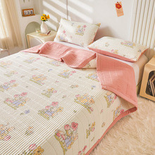 水洗棉床盖加厚夹棉三件套宿舍家用透气四季款式全包床套保护罩