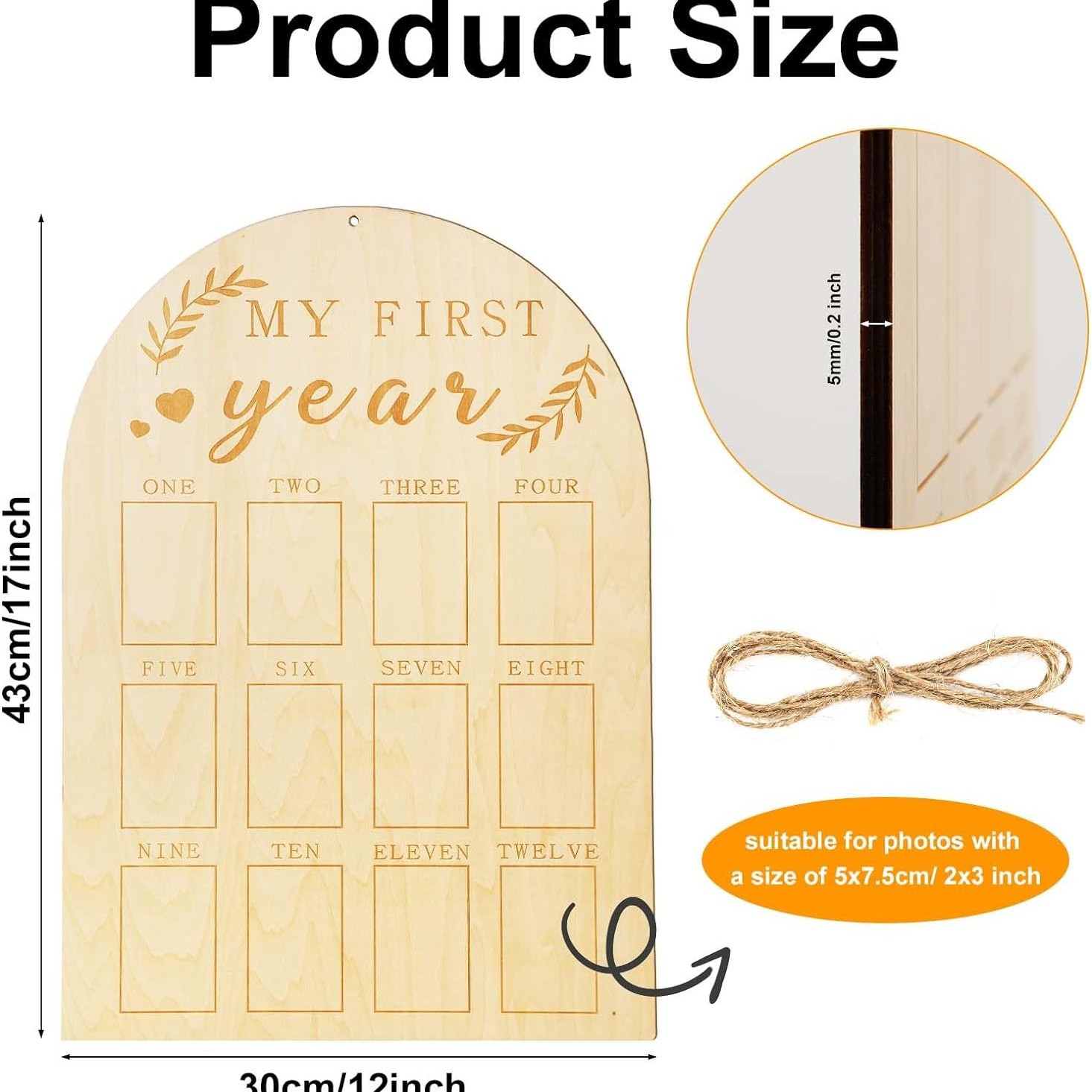 Recién nacido Primer año hito marco de fotos bebé de madera marco de fotos conmemorativo recién nacido tarjeta mensual marco de fotos