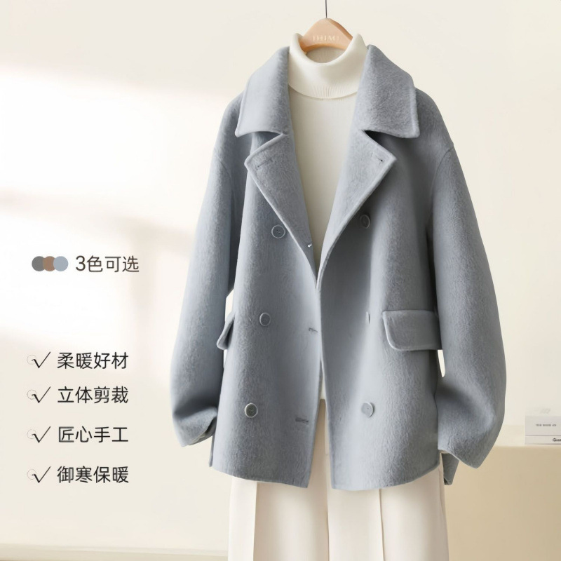 2025 New Winter Korean Style Simple and Fashionable Short Small Lapel Simple Casual Woolen Outwear Jacket for Women