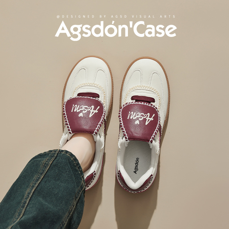 Augustion zapatos de entrenamiento alemán con solapa para mujer 2025 nuevo verano casual zapatos de tabla Forrest zapatos deportivos blancos