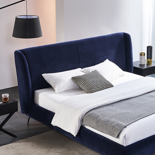 Minimalist designer chenille fabric bed: sleek, subtly luxurious, Instagram-worthy master bedroom option—perfect for a 1.8m double bed or wedding celebration.