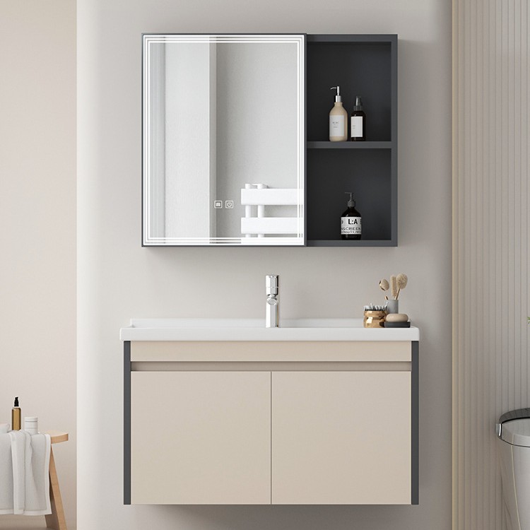crema de aire de aluminio panal moderno y simple lavabo de mano lavabo de cara lavabo de cerámica integral gabinete de baño