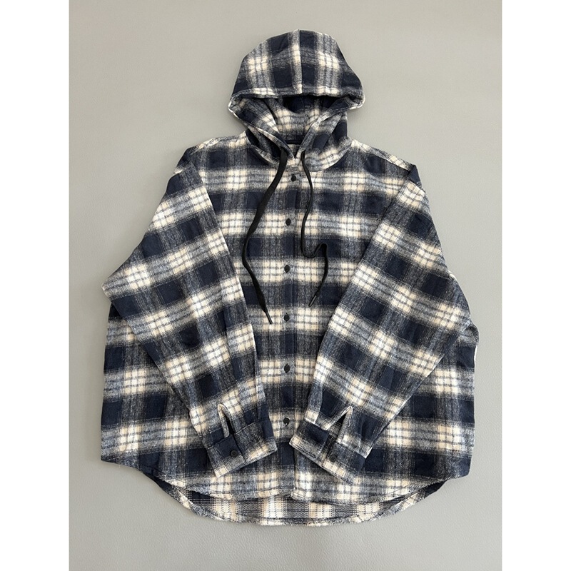 Woolen Material Plaid Hooded Shirt for Women Spring & Fall New Loose Casual Versatile Slim Long-Sleeved Shirt Jacket