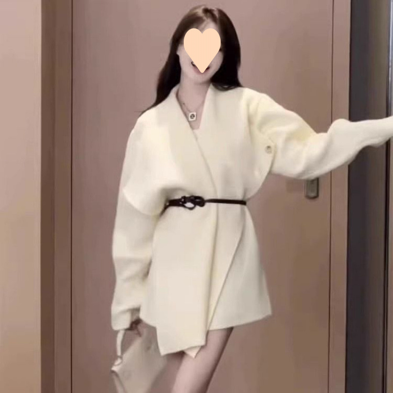 中长款收腰毛衣开衫外套女秋冬季2025大码胖高级感轻奢气质上衣|undefined